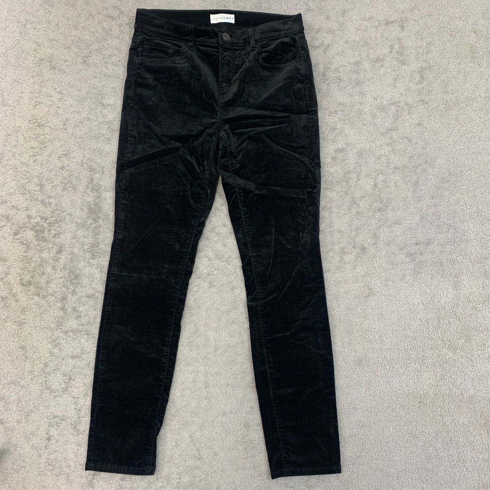 LOFT Velvet Skinny Pants Women's 2/ Black Cotton Blend Stretch High Rise